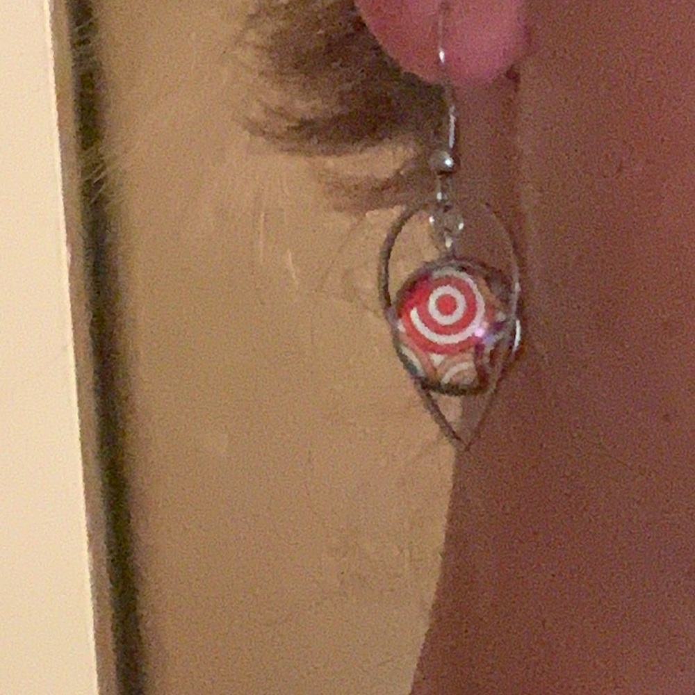 21350 Orange and white tear drop swirl earrings - Picture 7 of 7